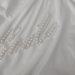 Pearl-Embellished White Short Sleeve Tee
